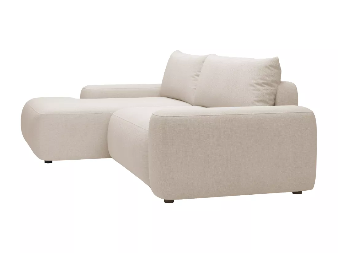 Canapé d'angle gauche convertible en tissu texturé beige DAVISO