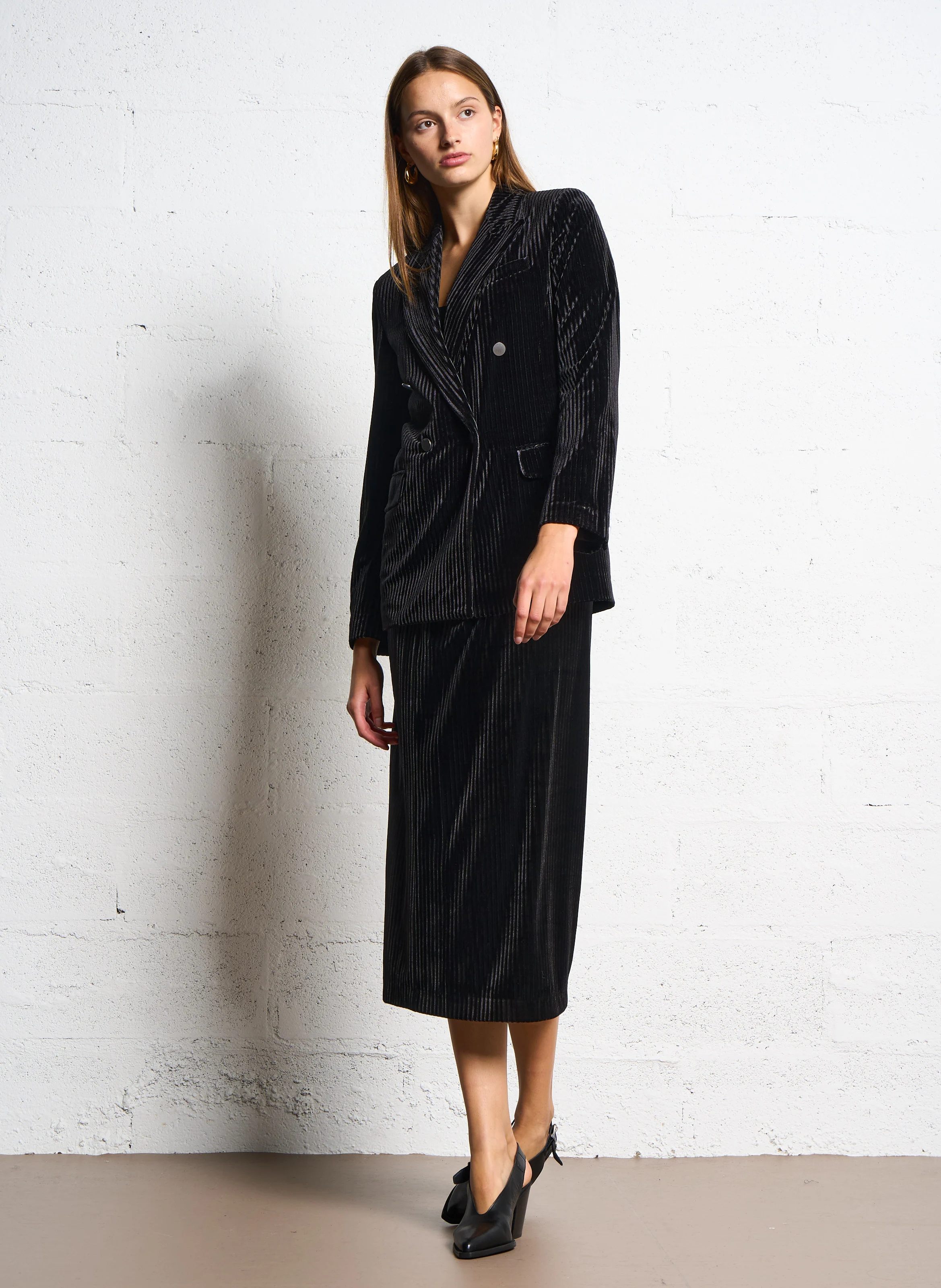 Jupe en velours | Noir
