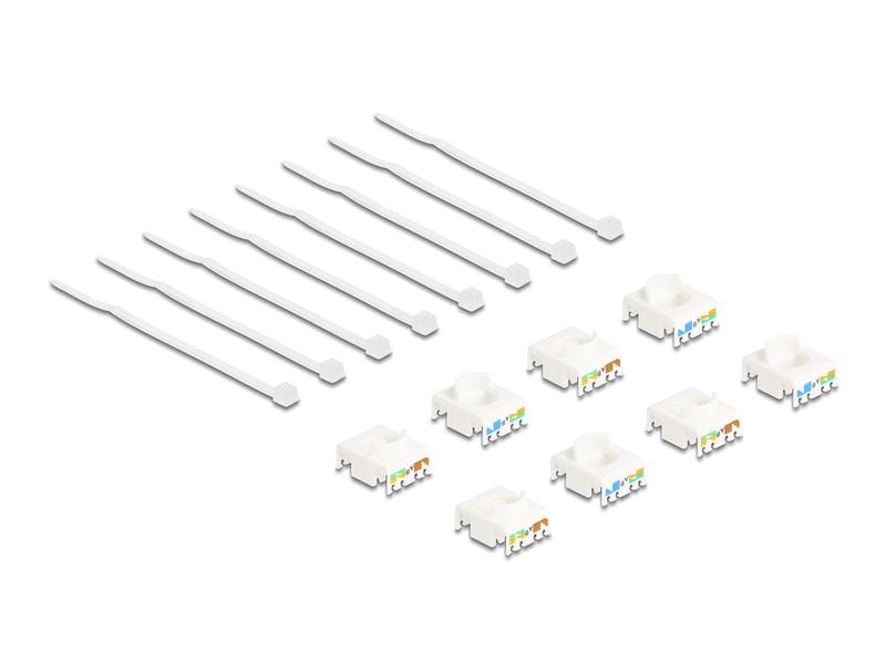 Delock Keystone-Modul RJ45 zu LSA, Cat.6A Farbig, 8 Stück Delock Keystone Modul RJ45 Buchse zu LSA Cat.6A werkzeugfrei farbig Set 8 Stück
