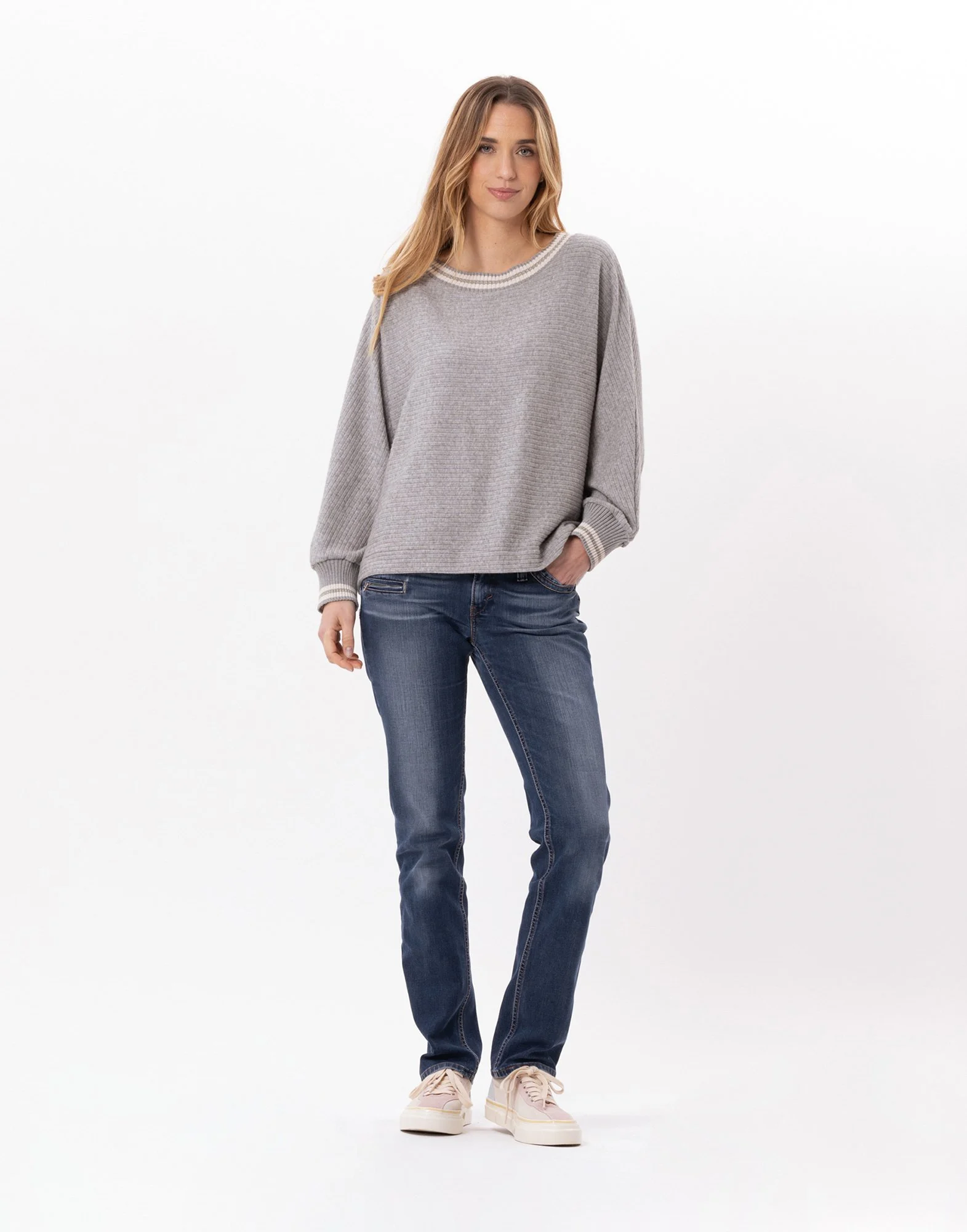 ESMEE 830 - Sweat en maille tricot | Gris