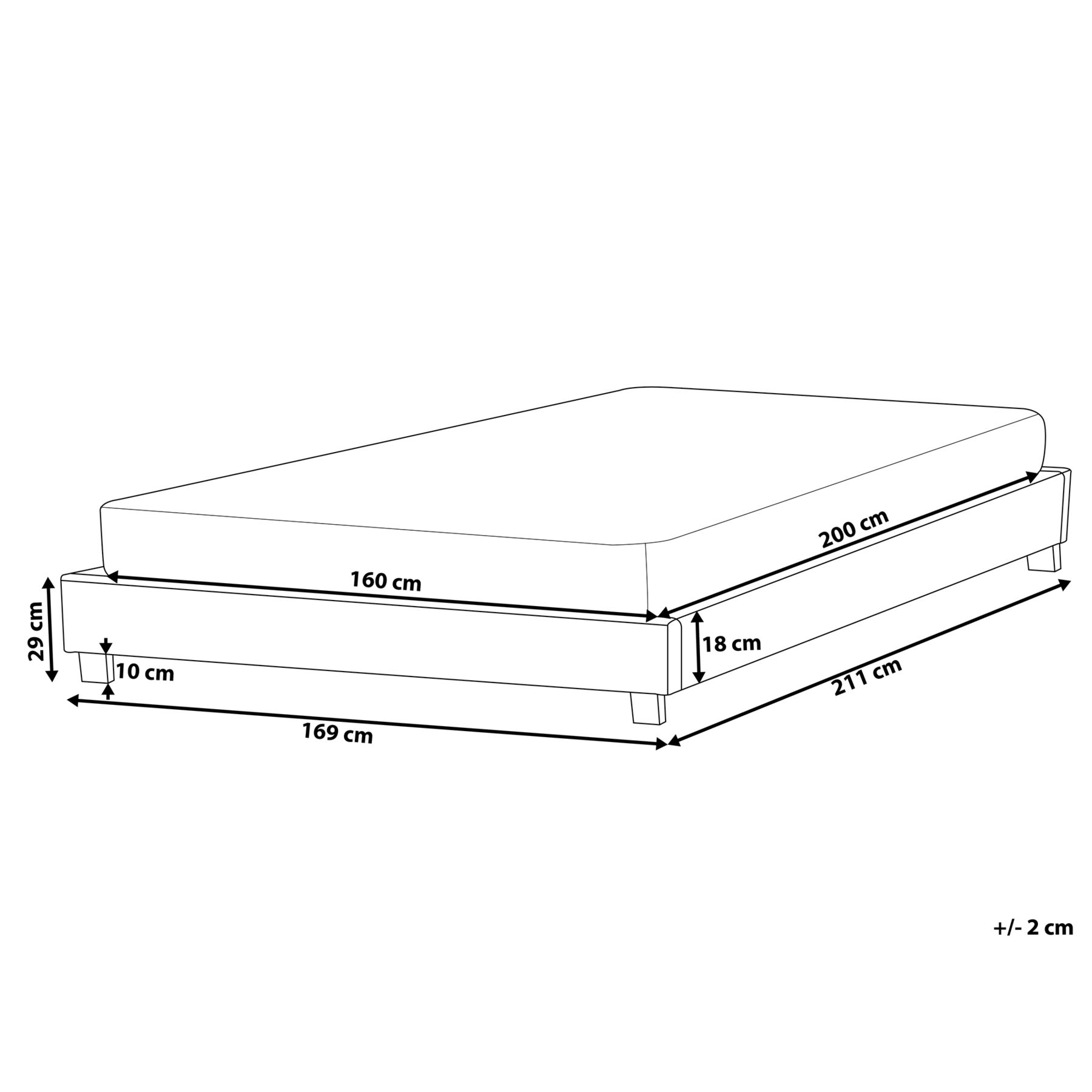 Beliani - ROANNE  - Tweepersoonsbed - Beige - 160 x 200 cm - Polyester