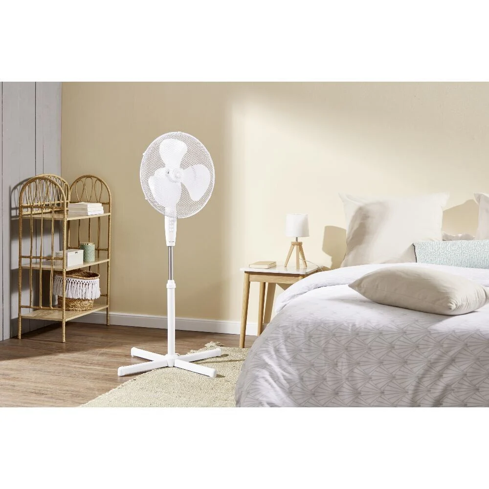 Ventilateur sur pied - 3 vitesses - 50W - blanc