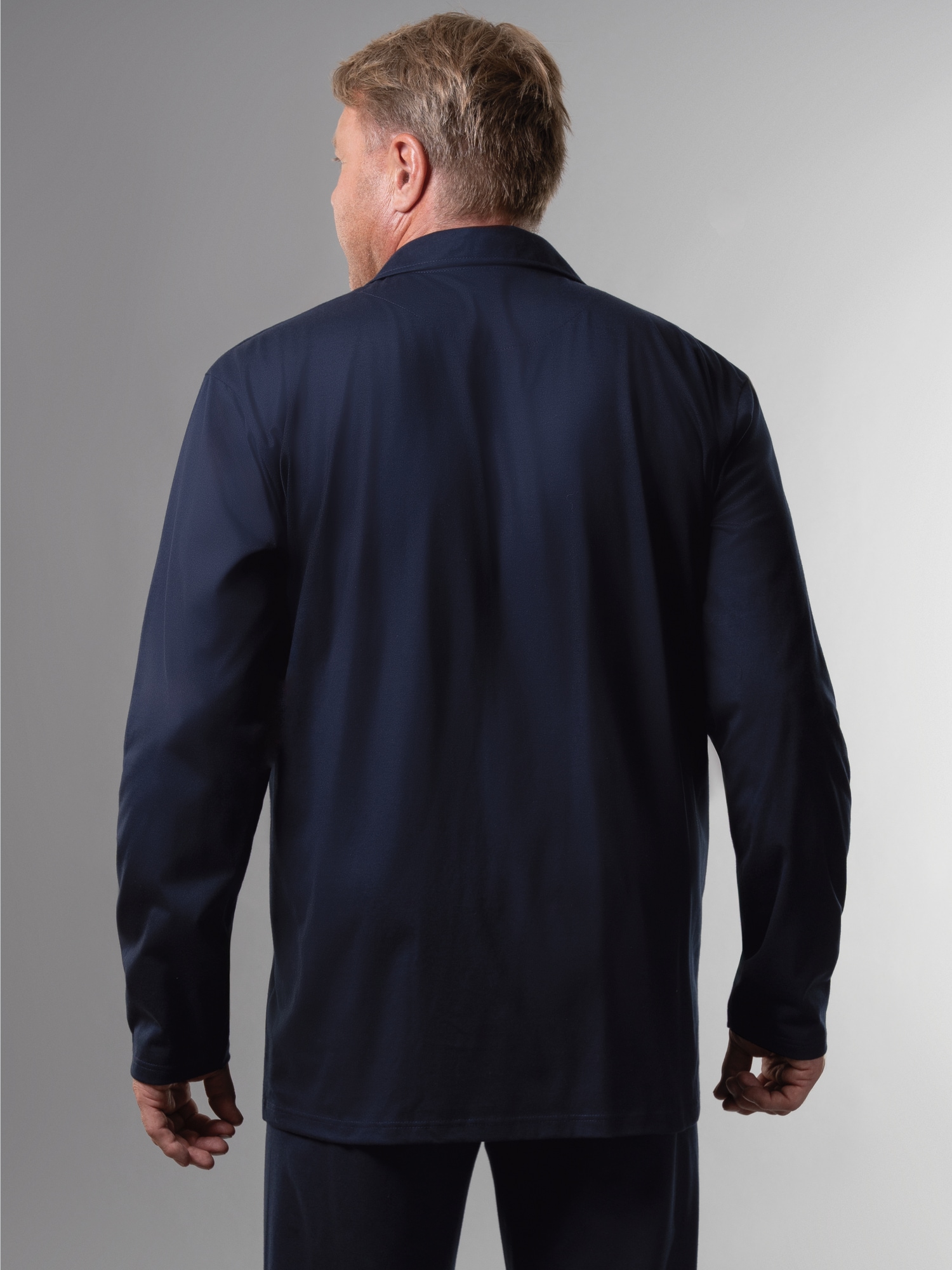 Schickes Schlafanzug Oberteil mit Knopfleiste Navy