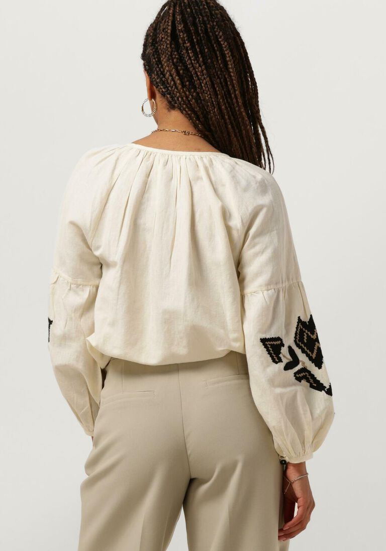 SUMMUM gebroken wit summum blouse top linnen heavy embroidery