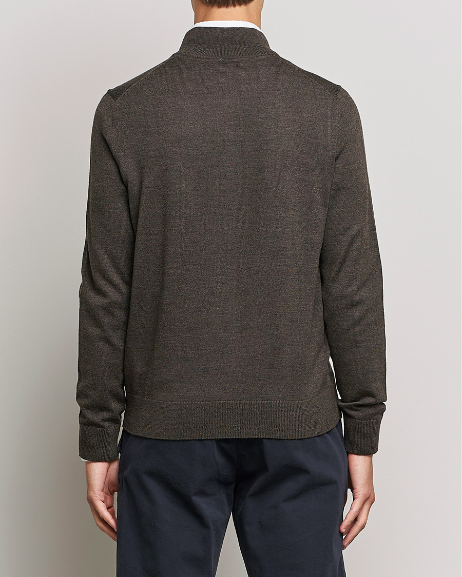 Morris Merino Full Zip Cardigan Dark Brown