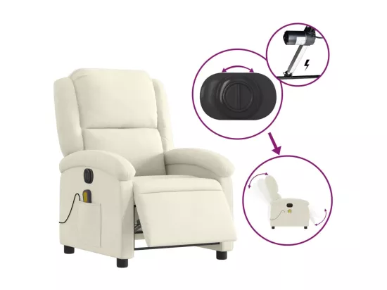 Fauteuil inclinable massant électrique crème velours