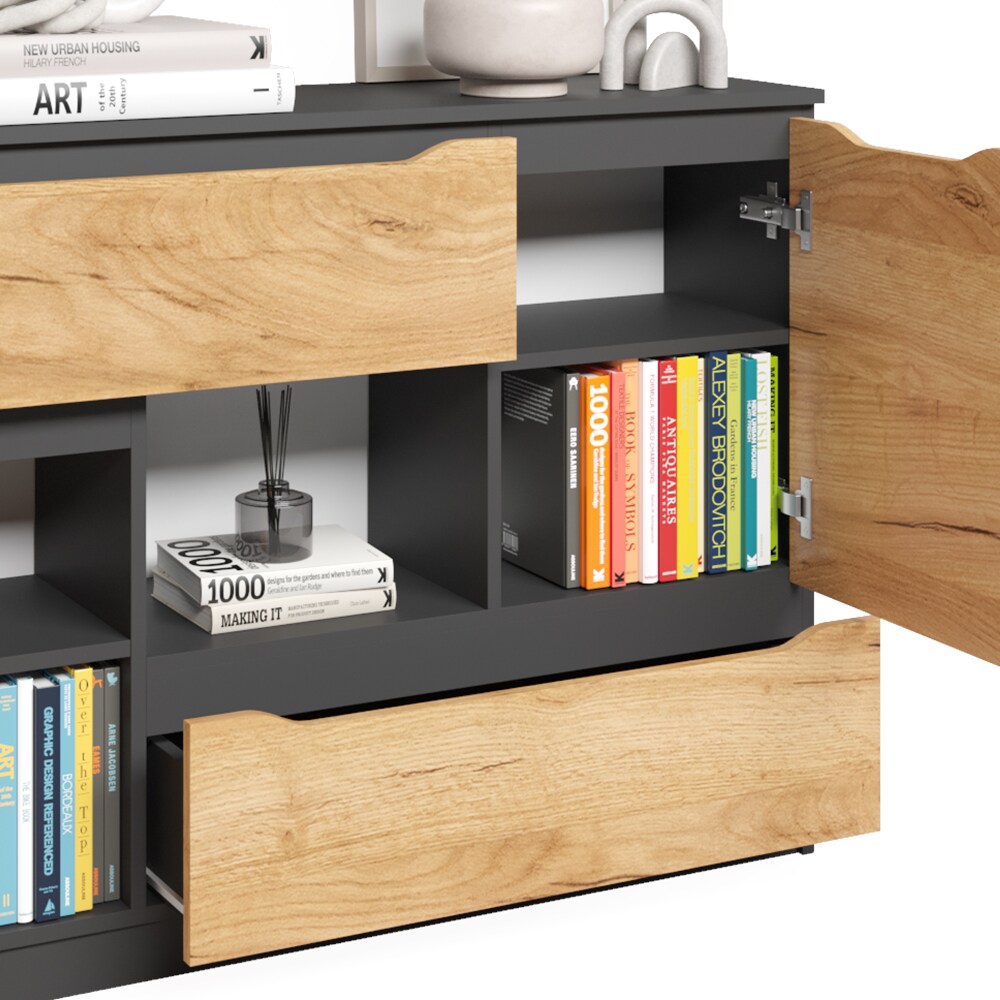 Vicco Sideboard Ruben 120 x 84 cm Anthrazit Eiche Kommode