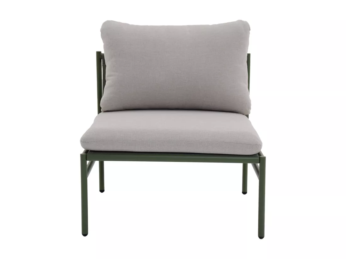 Salon de jardin modulable en acier : un canapé d'angle 5 places et tables basses gigognes - Kaki - ULAME de MYLIA