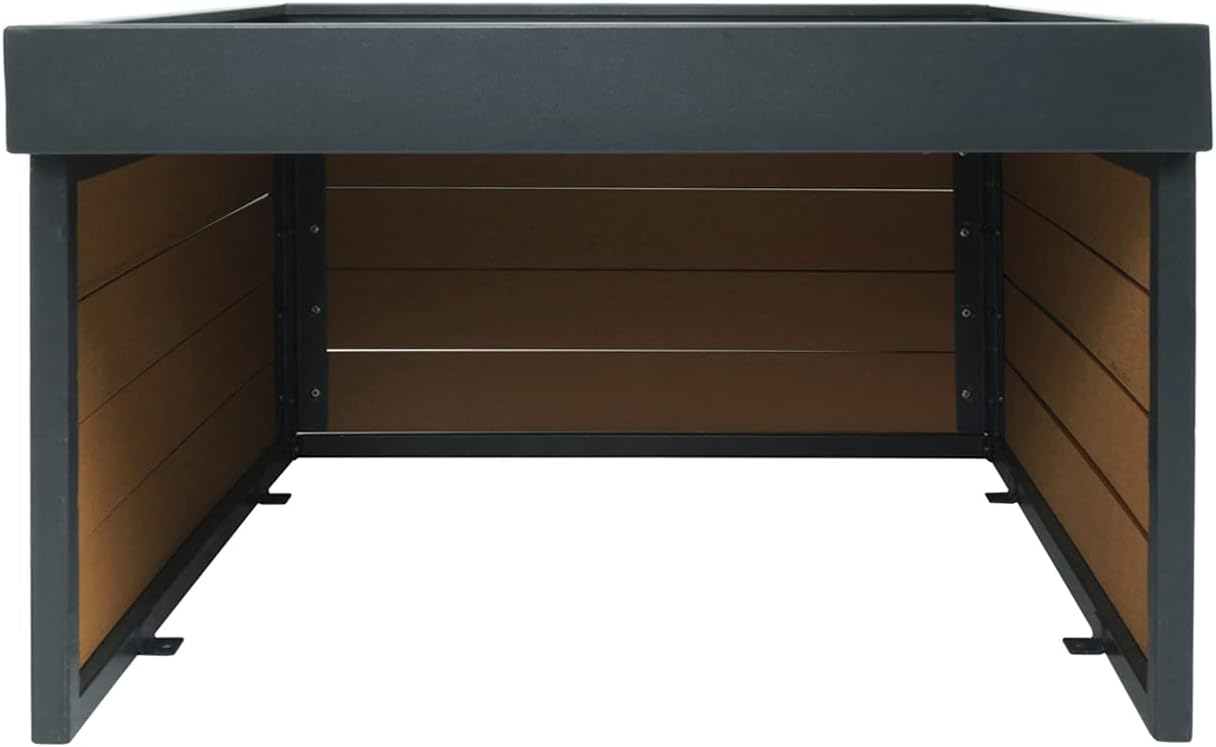 Mähroboter-Garage mit Pflanzkasten HWC-L45, Dach Unterstand für Rasenmäher, WPC Metall 40x60x73cm - Eiche-Optik