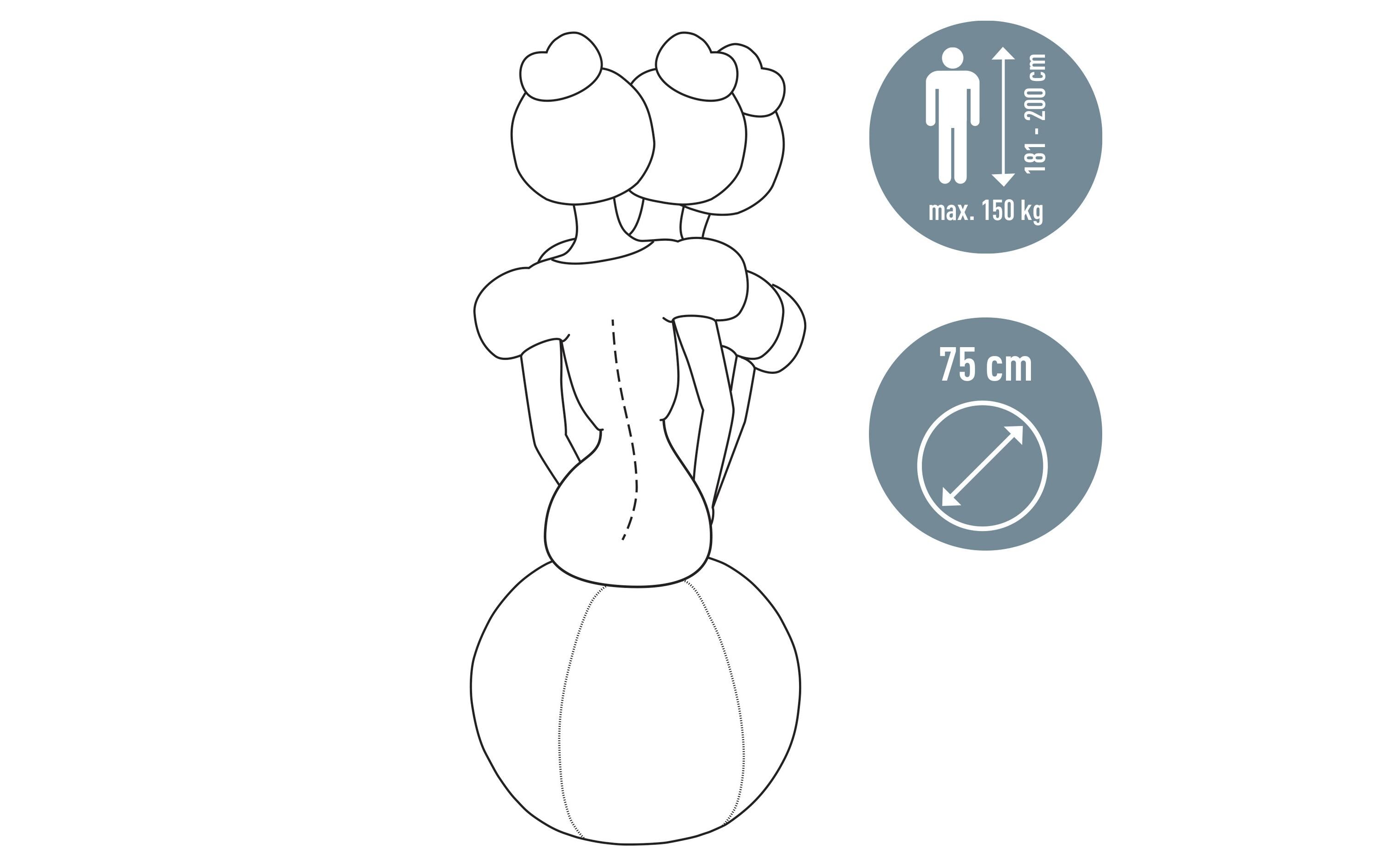 Sitzball Ergo Active 75 cm, Dunkelgrau<br>Sitzball für zu Hause oder für Büro