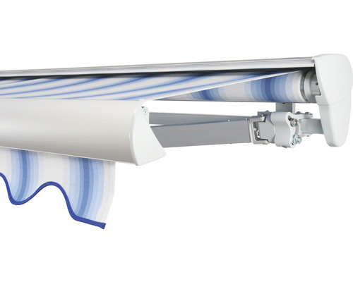 SOLUNA Semi-Cassettezonnescherm Classic 2,5x1,5 Doekdesign 320234 Frame E6EV1 Zilver Geanodiseerd Aandrijving rechts incl. motor, wandschakelaar