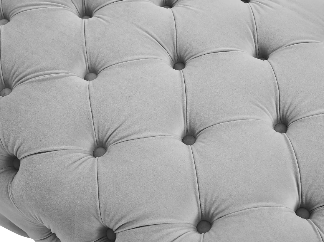 Pouf chesterfield en velours gris clair EDWINA