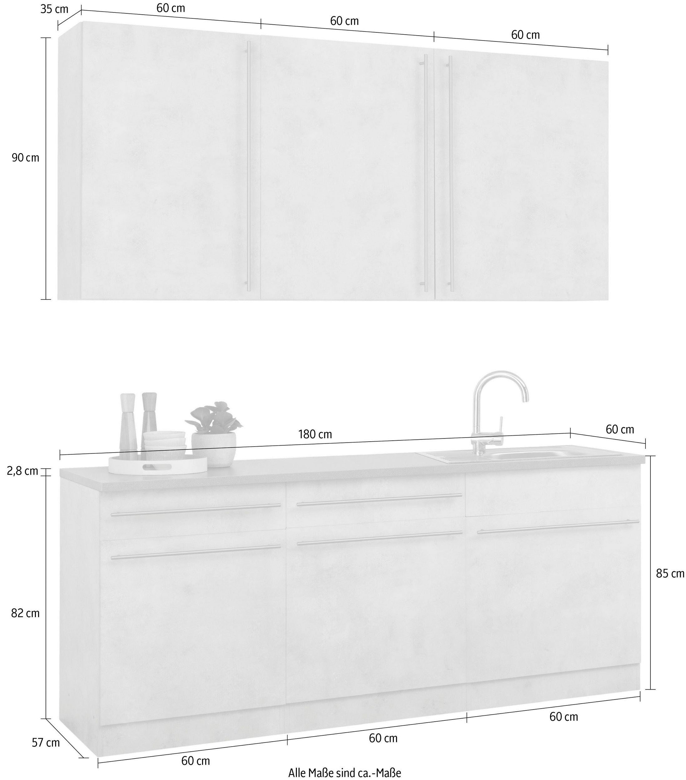 wiho Küchen Küche »Chicago« inklusive Spüle, Breite 180 cm
