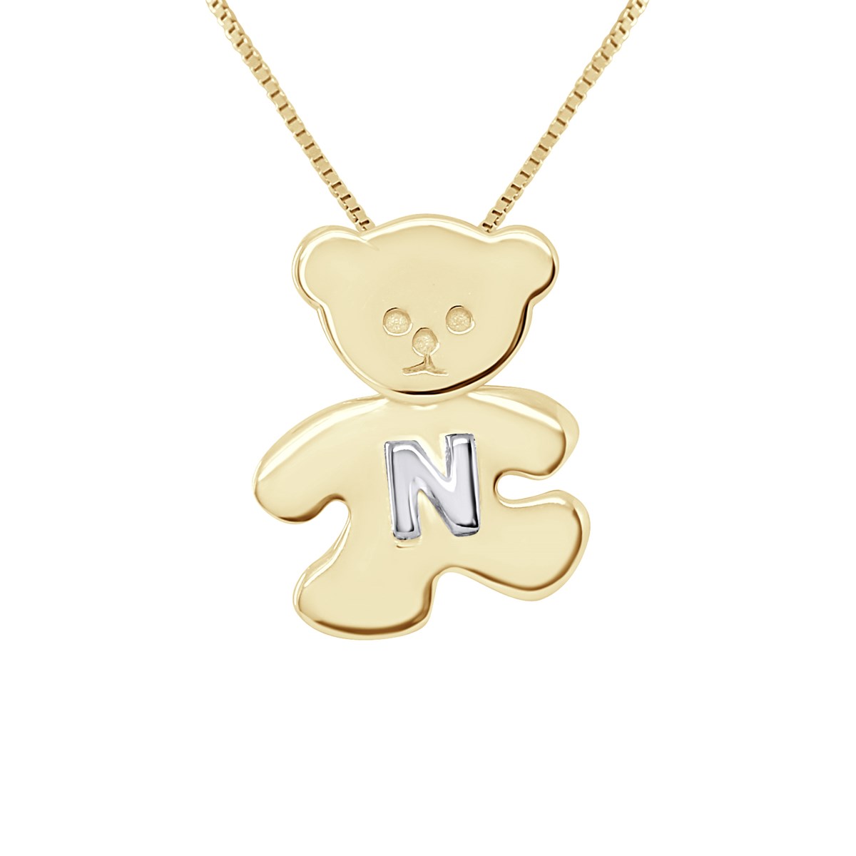 Pendentif OURSON plaqué Or Jaune - Lettre N Argent