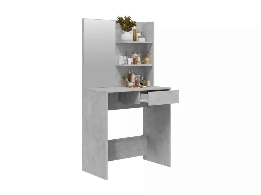 Coiffeuse avec miroir Gris béton 74,5x40x141 cm