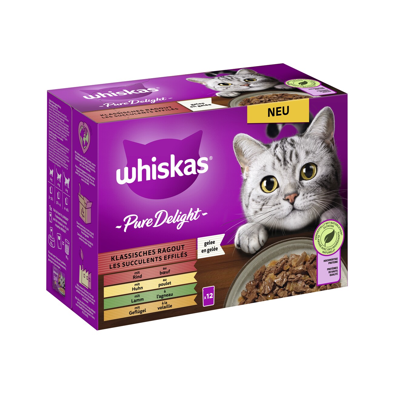 Whiskas Pure Delight Multipack Klassisches Ragout in Gelee 12 x 85g