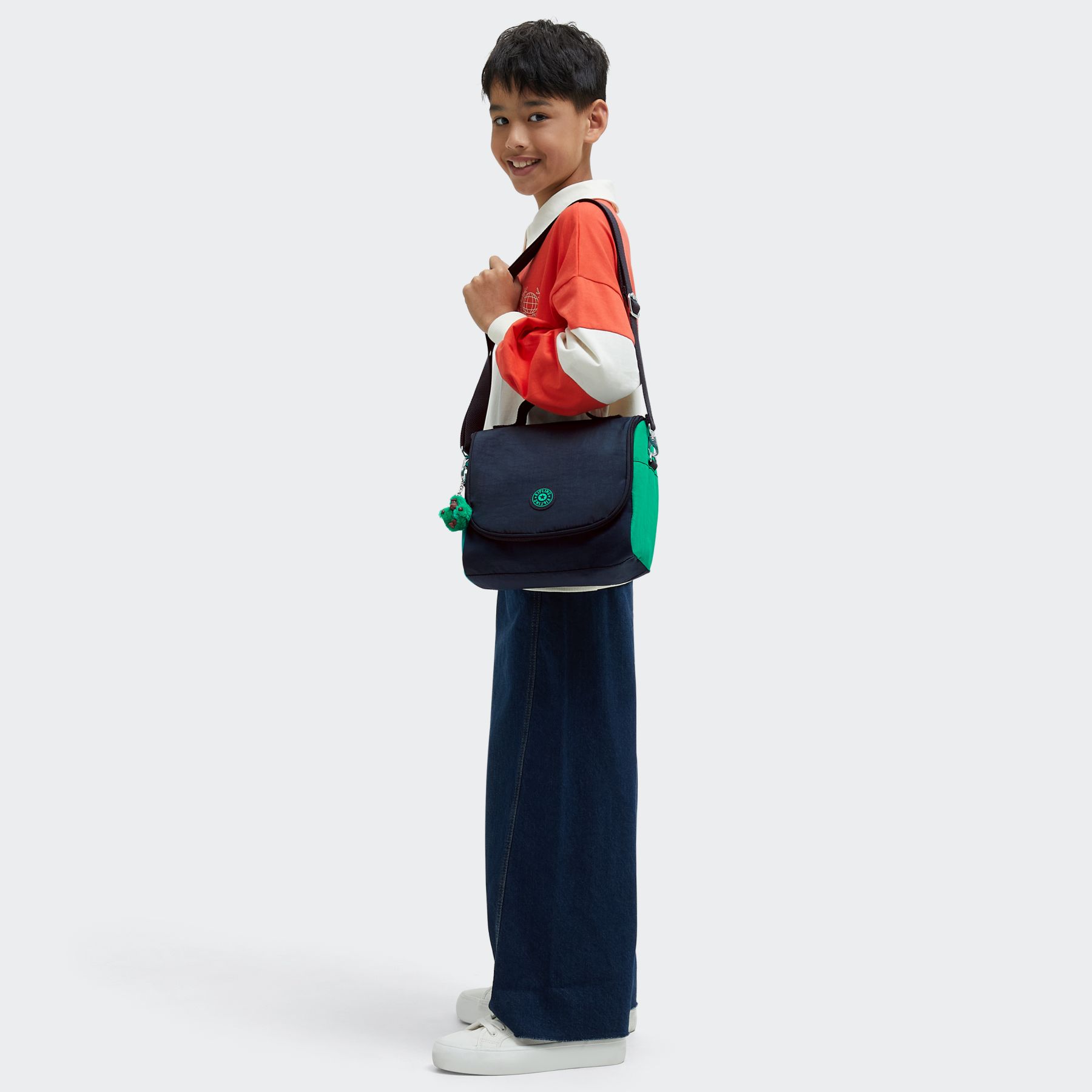NEW KICHIROU Grand Sac Repas Isotherme avec Manchon pour Valise - Blue Green Block