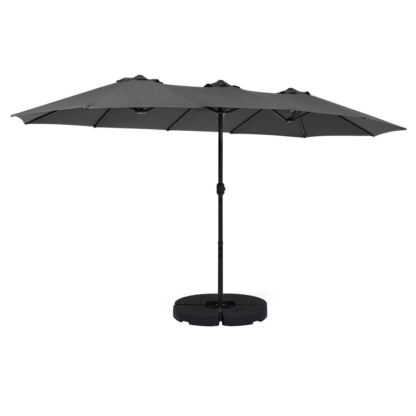 Parasol double FIGARI gris 450 x 260 CM avec 4 dalles et housse