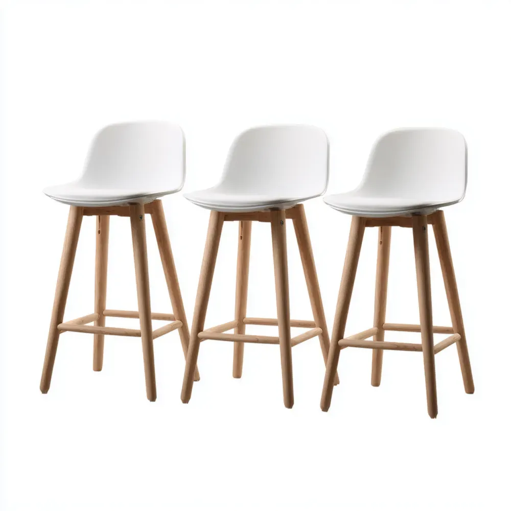 Barhocker Set 3er-Set Kunststoff Holz 40x40x90 cm – Weiß – Skandinavisches Design