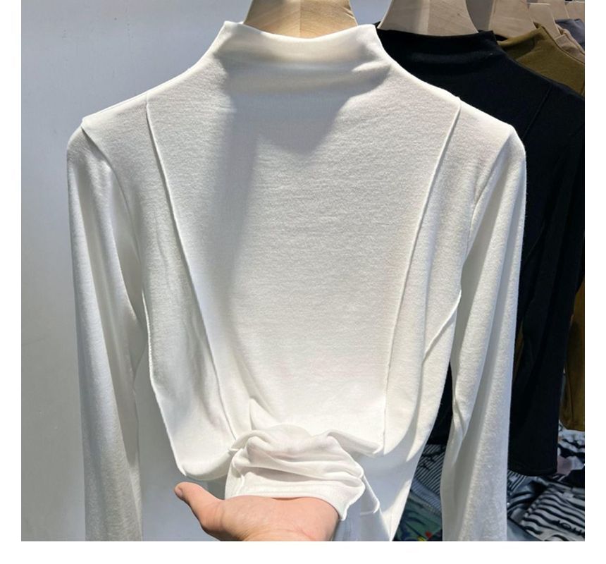 Everose - T-shirt met lange mouwen en hoge hals en effen panelen