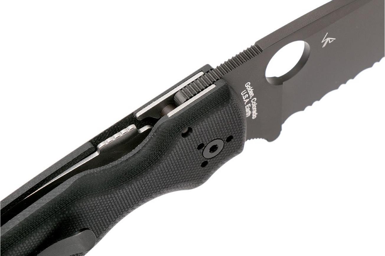 Spyderco Shaman C229GSBK Serrated zakmes, Sal Glesser design