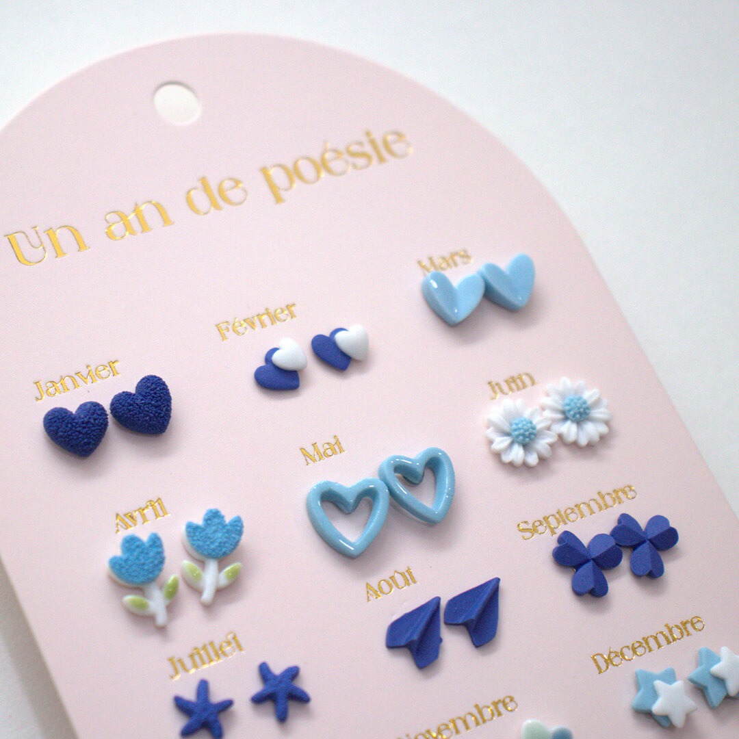 Yuko b. oorbellen blauw - 12 paar