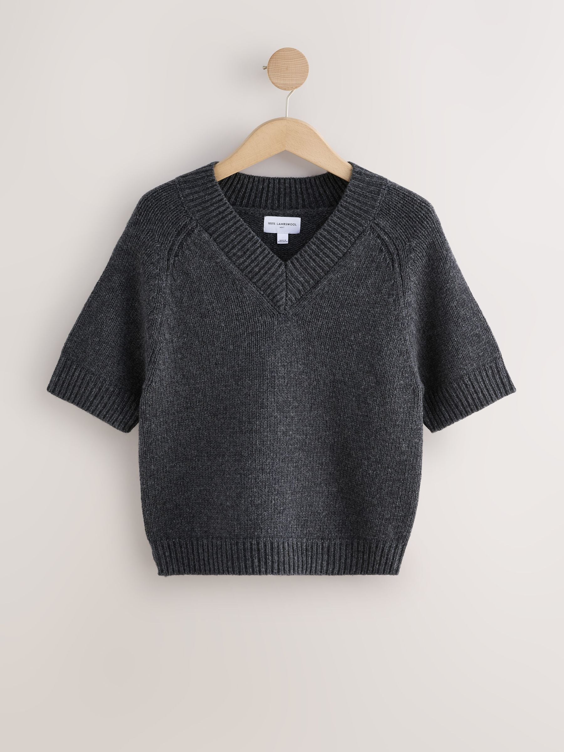 Antraciet - N.Premium 100% Merino Wool Ribbed Henley Jumper