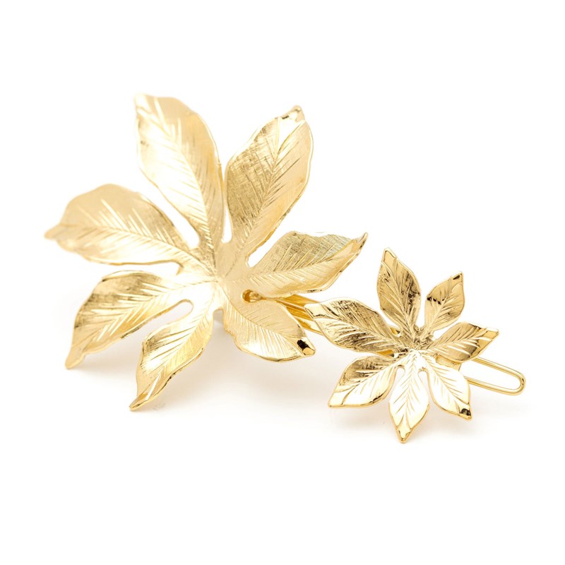 maxi barrette fleurs doré à l'or fin - CHLORIS