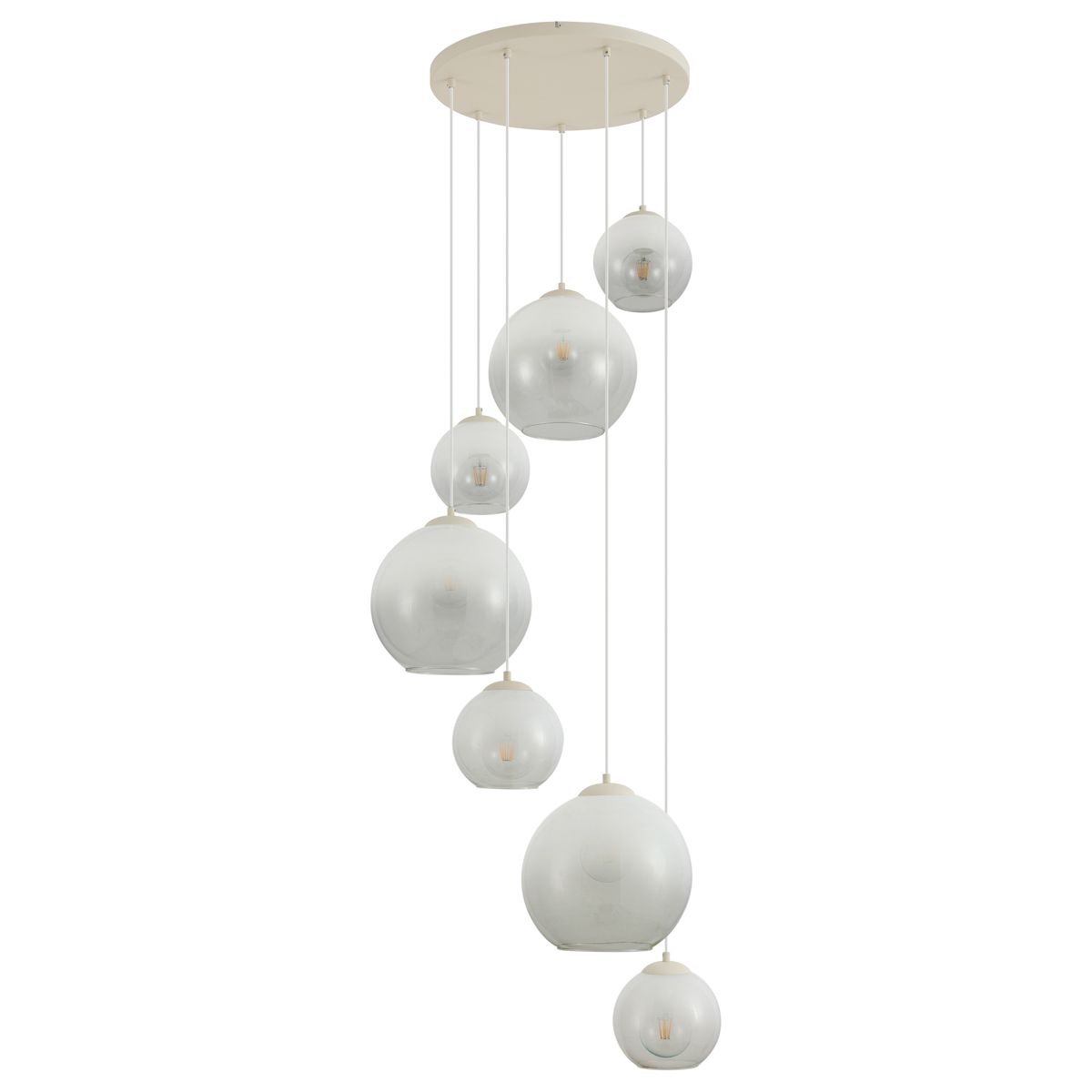 Art Deco hanglamp beige met wit glas 7-lichts - Sandra