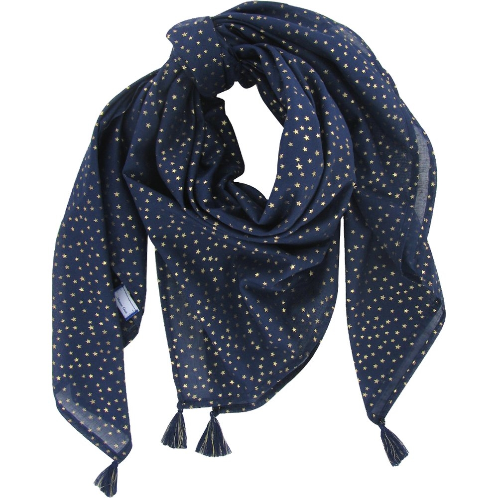 Foulard Pompon Etoile Or Marine