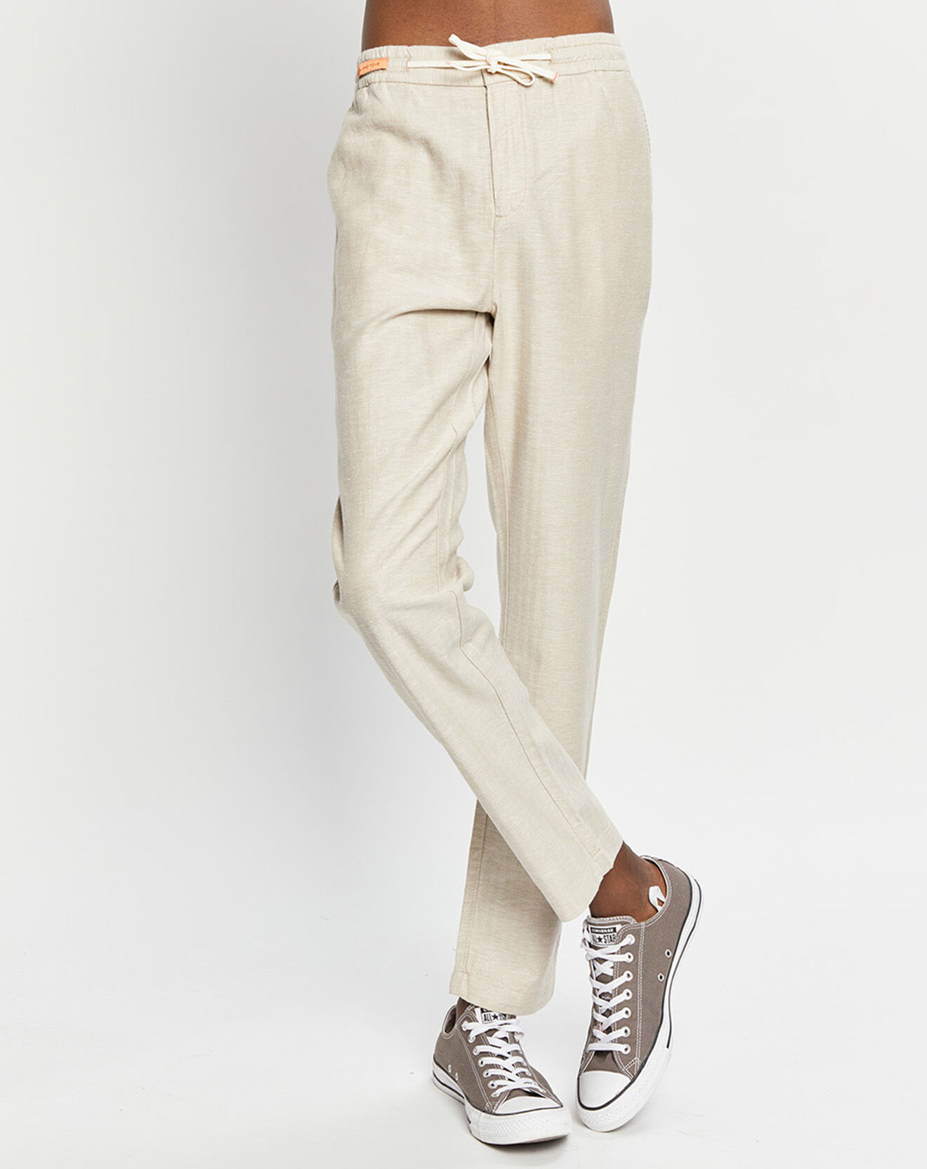 Scotch & Soda Pantalon en Coton Bio & Lin Warren Tapered beige