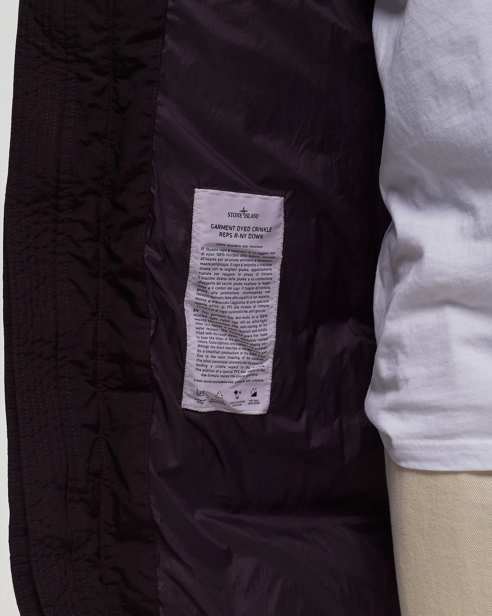 Stone Island REAL DOWN BLOUSON GARMENT DYED CRINKLE REPS RECYCLED NYLON