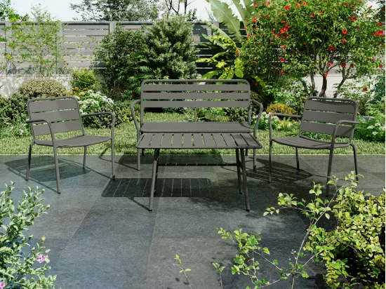 Table basse de jardin en métal - Gris anthracite - MIRMANDE de MYLIA