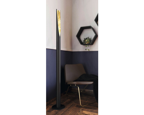 LED vloerlamp 340 lm 3000 K HxØ 137x6 cm Barbotto zwart/goud met voetschakelaar