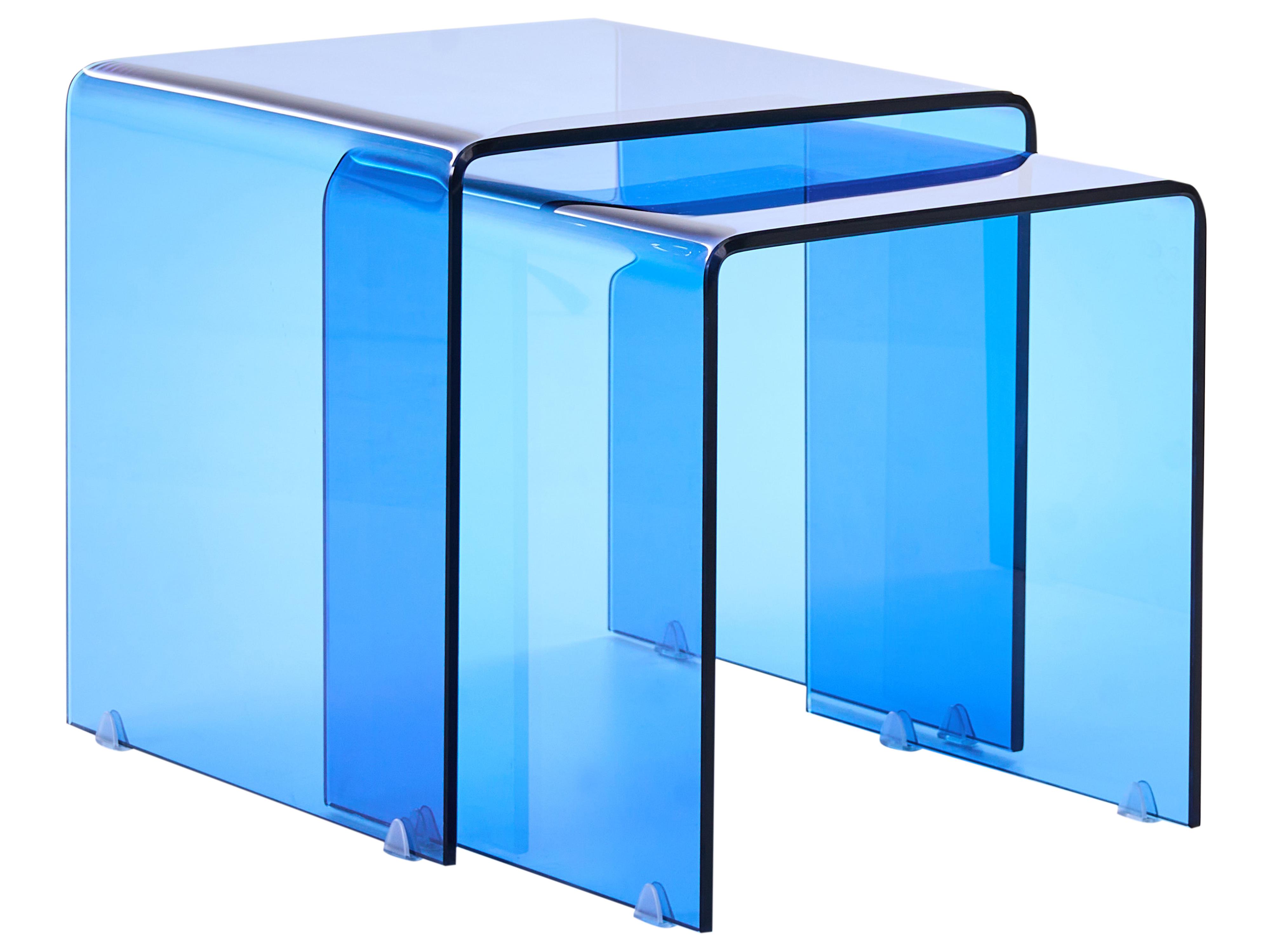 Set van 2 bijzettafels KENDALL Veiligheidsglas Blauw