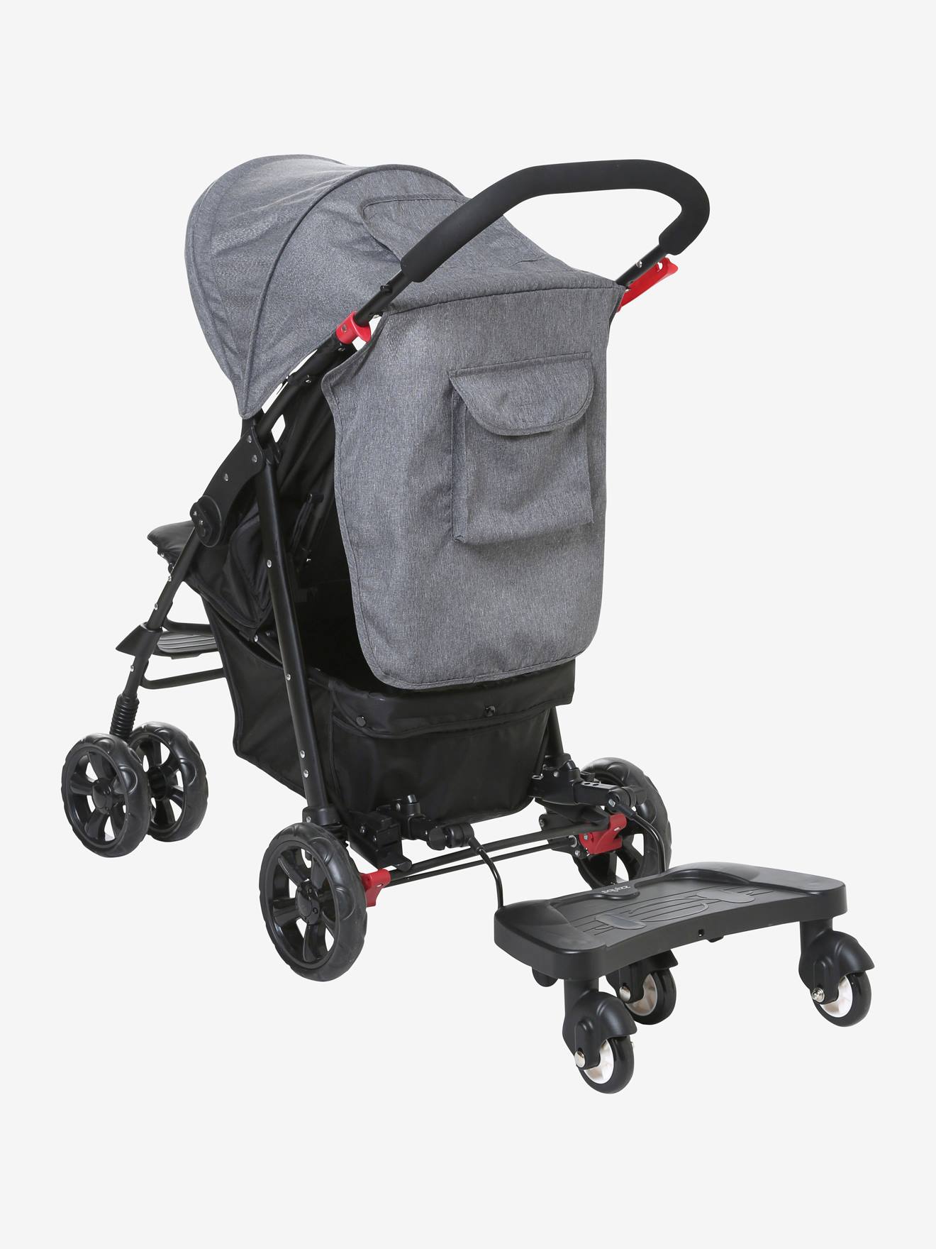 Carrinho de bebê combinado com plataforma Primacity Vertbaudet, tamanho médio, preto, liso