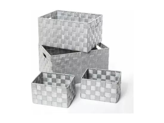 Paniers de rangement - Gris - Lot de 4 corbeilles de rangement