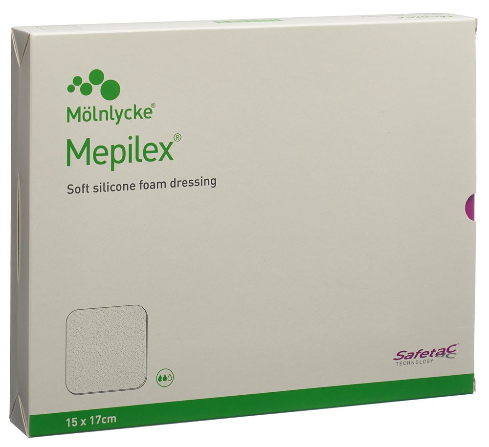 MEPILEX Schaumverband Safetac<br>5 Stück, 15x17cm, Silikon