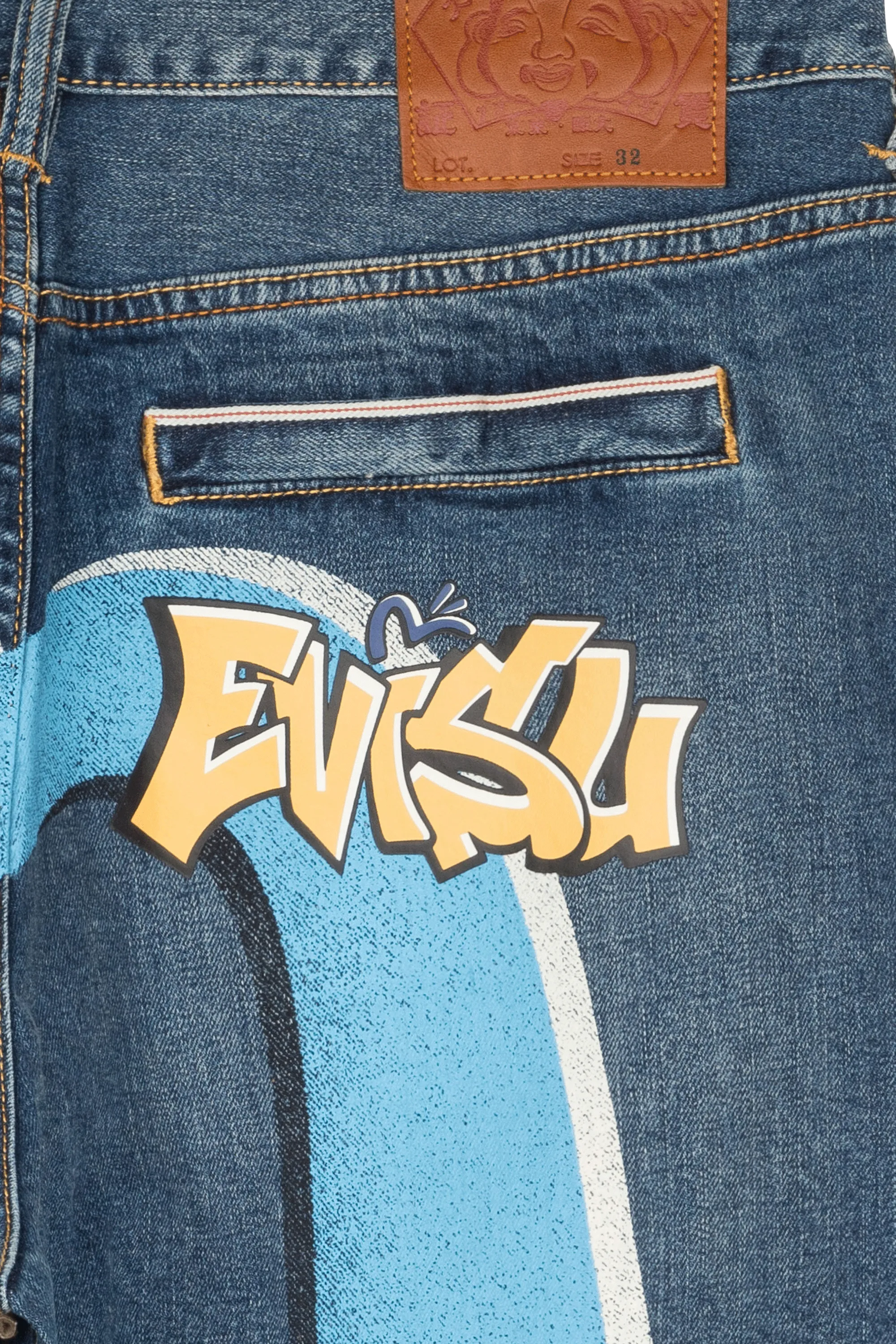 EVISU jean graffiti daicock Bleu