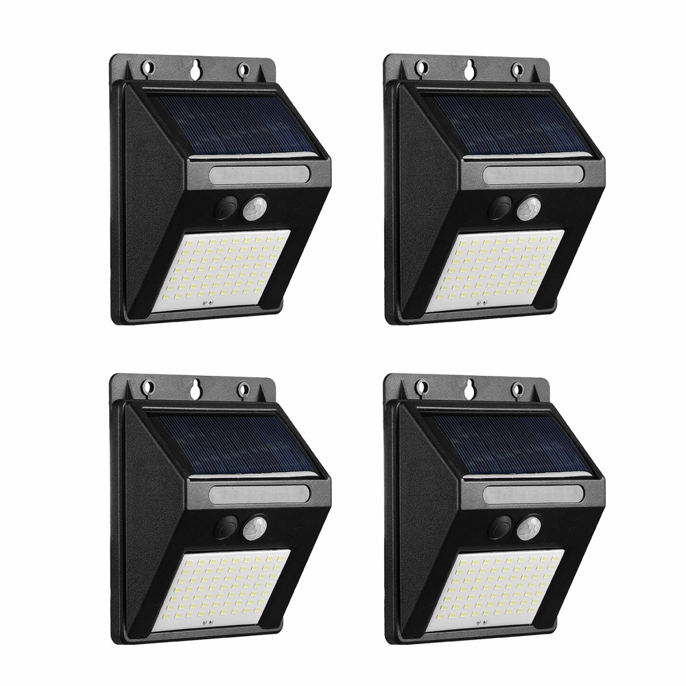 Lot de 4 appliques solaire led mural plastique noir