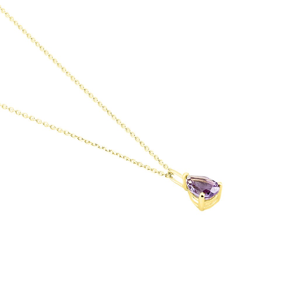Collier Goutte Or Jaune Amethyste