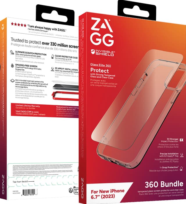 Zagg iPhone 15 Plus Glass Elite 360 etui og skærmbeskytter (gennemsigtig)