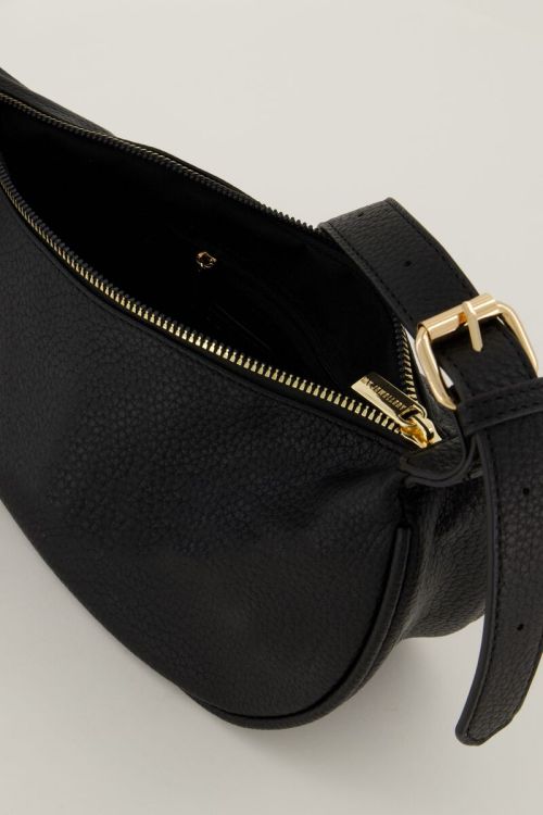 Zwarte crossbody tas met goudkleurige rits