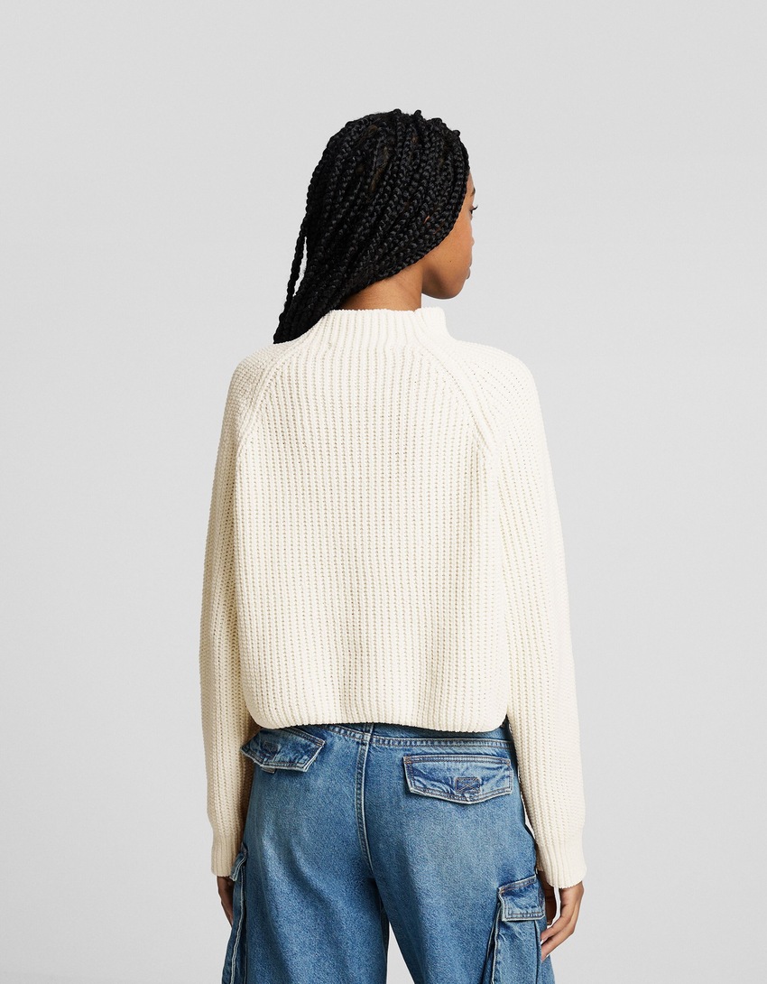 Suéter de chenille com gola alta