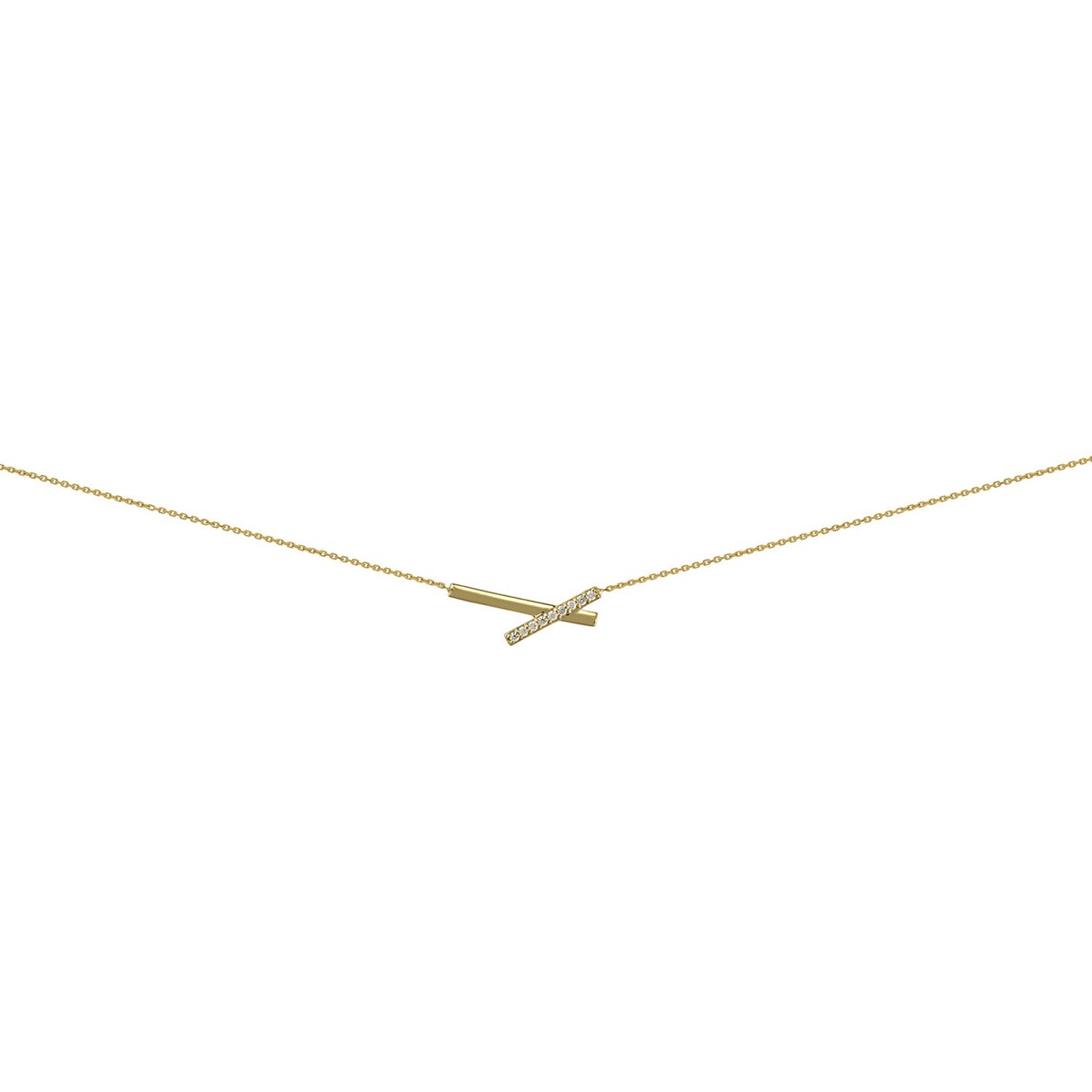 Collier 2  barrettes croisées or jaune 9 carats oz