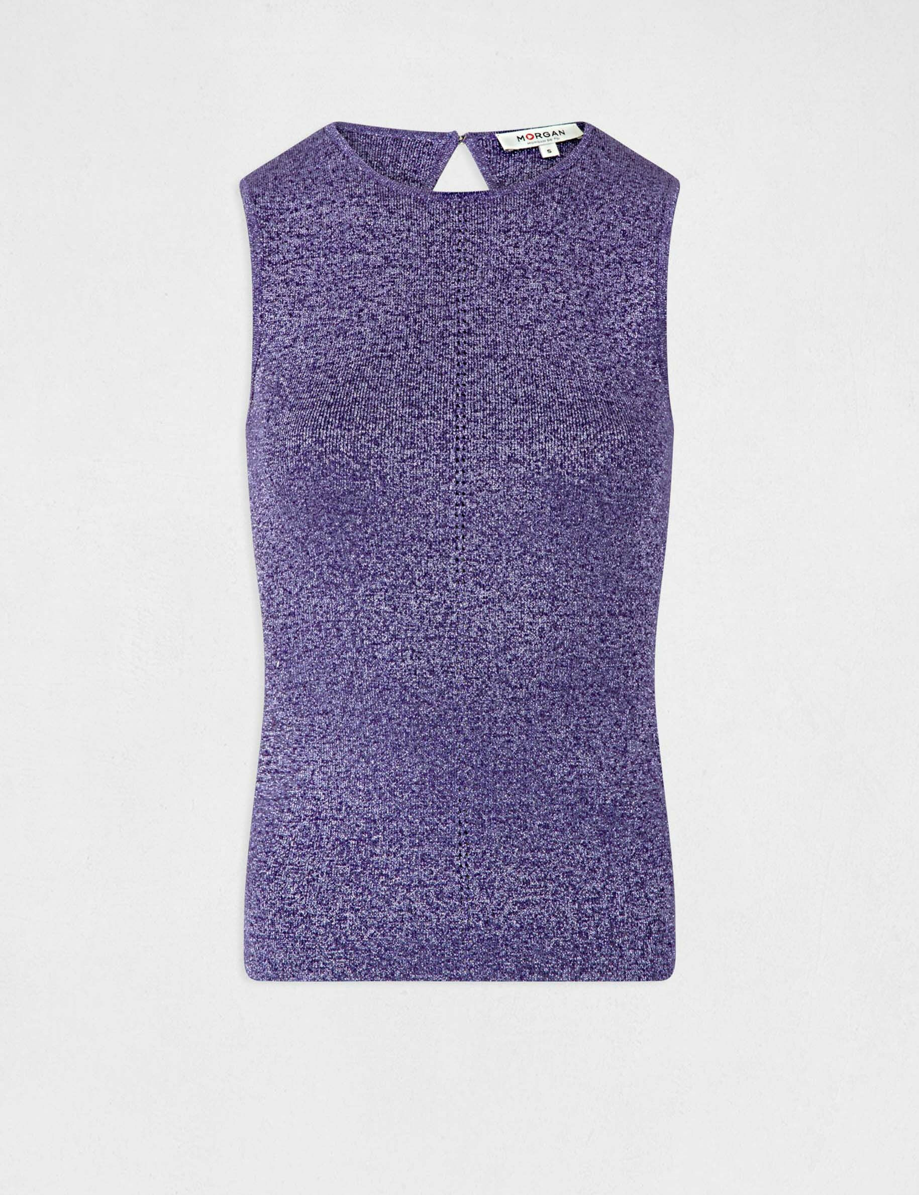 Débardeur pull fils métallisés violet femme - violet