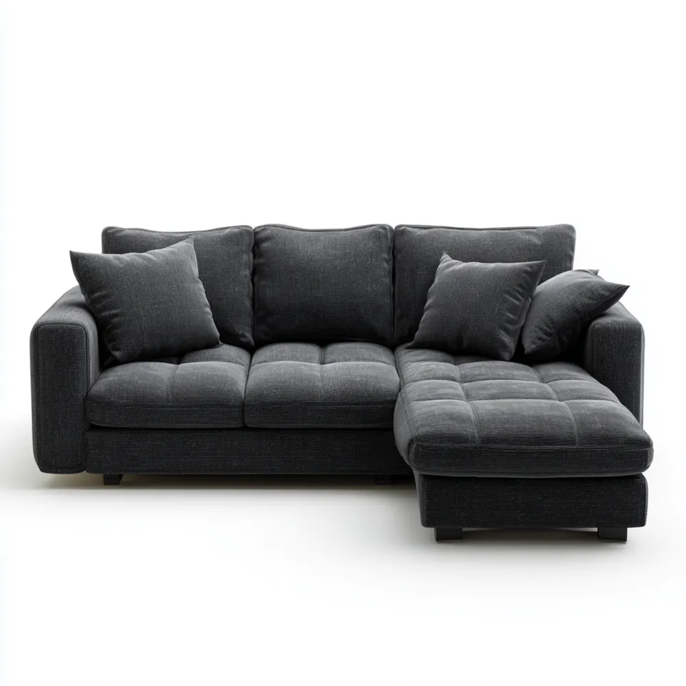 Ecksofa Stoff 250x150x85 cm – Dunkelgrau – Modernes Design
