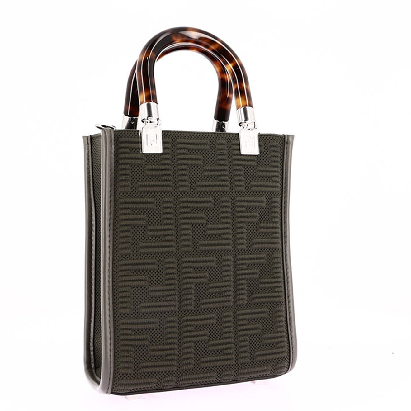Fendi Sac bandoulière Mini Cabas Sunshine en Toile kaki - Neuf avec étiquette - L.13 cm