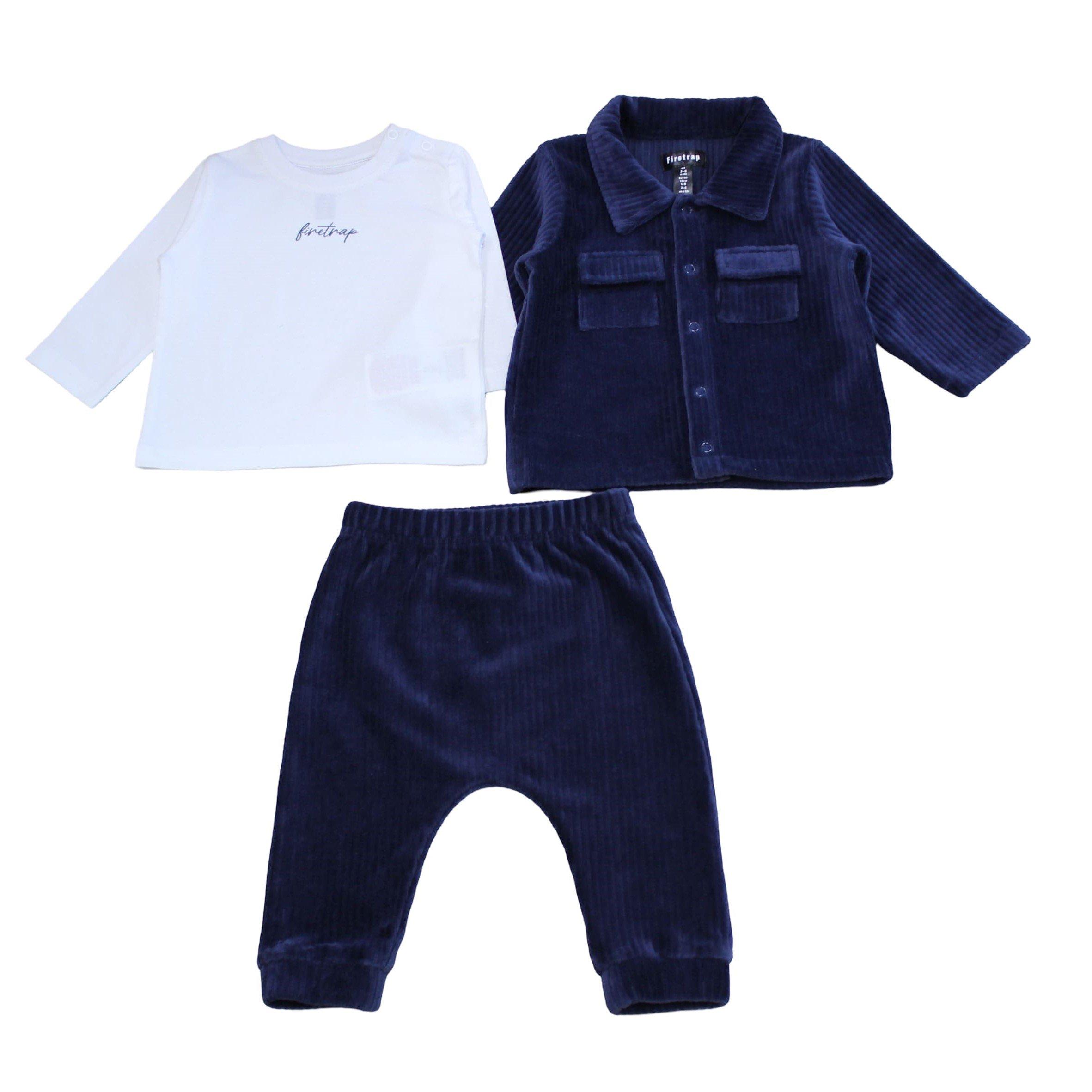Firetrap Baby Boys 3 Piece Corduroy And Cotton Outfit Set