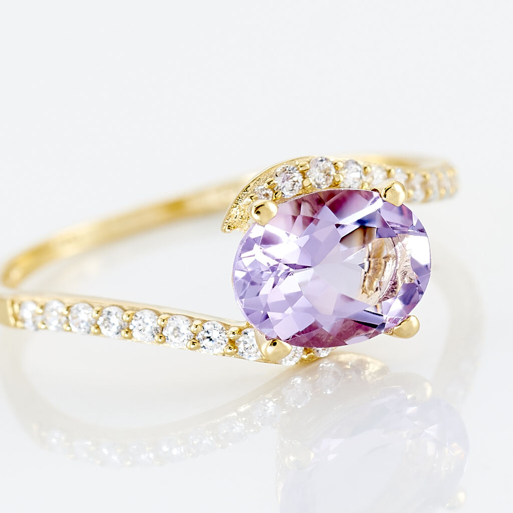 Bague Loriane Or Jaune Amethyste Et Oxyde De Zirconium